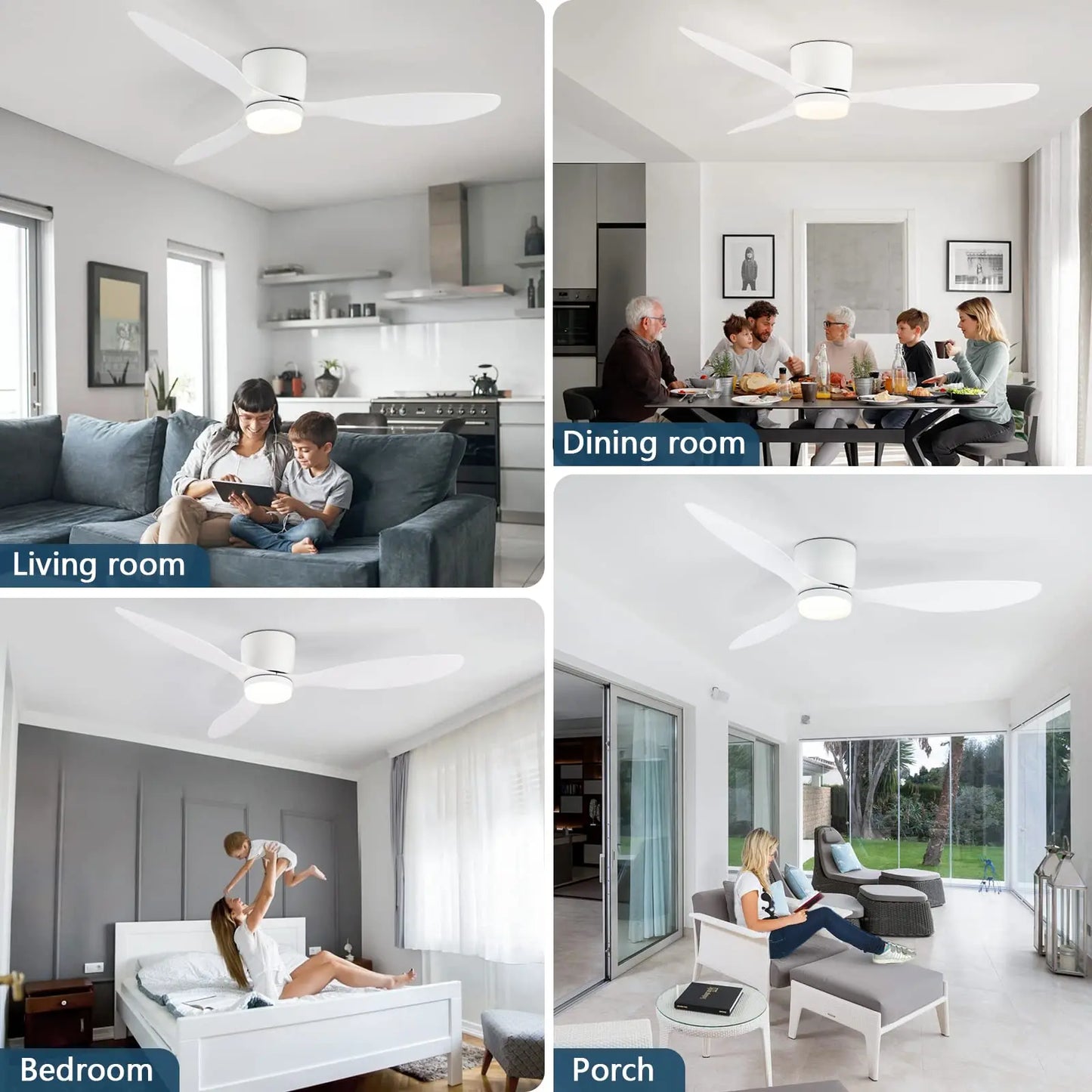52" Modern Ceiling Fan with LED Light w/ Remote Control