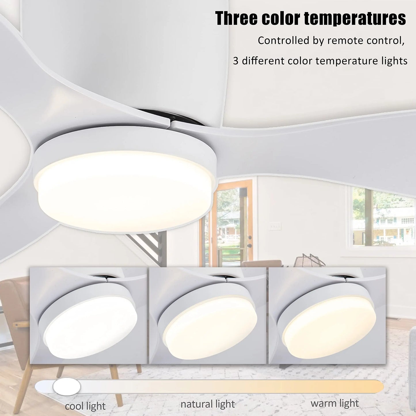 52" Modern Ceiling Fan with LED Light w/ Remote Control
