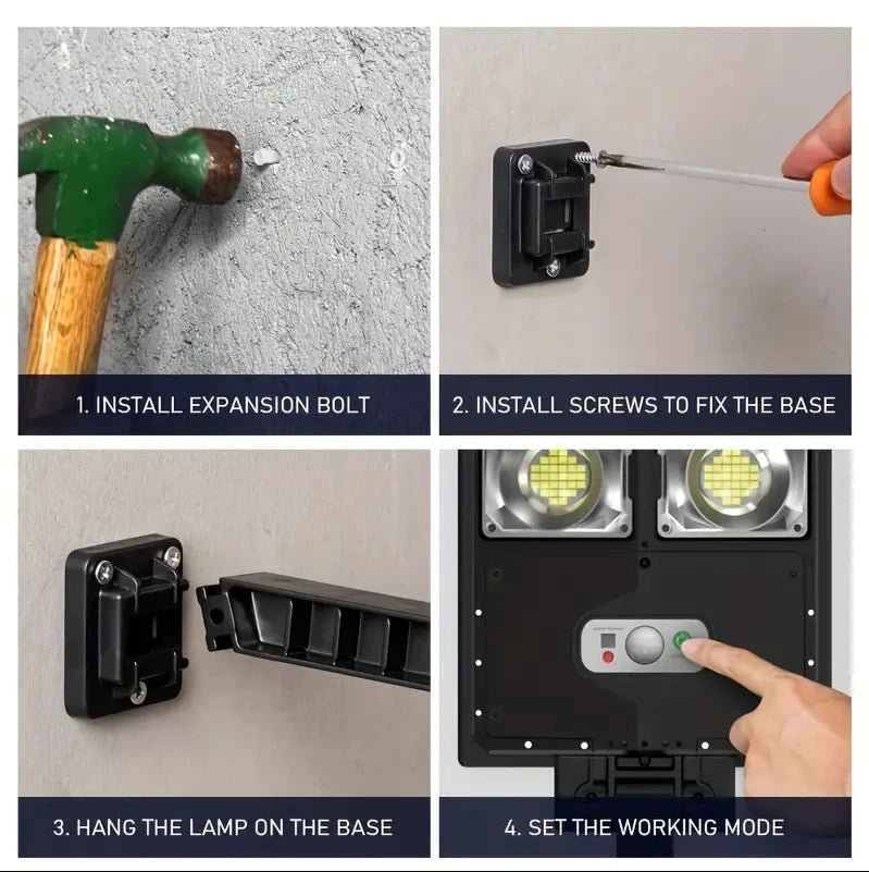 250W Solar Lights Outdoor Waterproof 8000LM LED Flood Lights Motion Sensor with Remote 3 Modes Street Lamp for Yard Garden Path