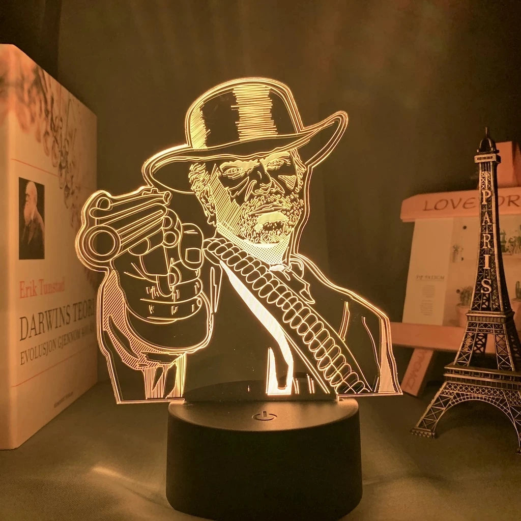 Red Dead Redemption 2 Gift Acrylic 3D Lamp Room Decor LED Nightlight Arthur Morgan Figure