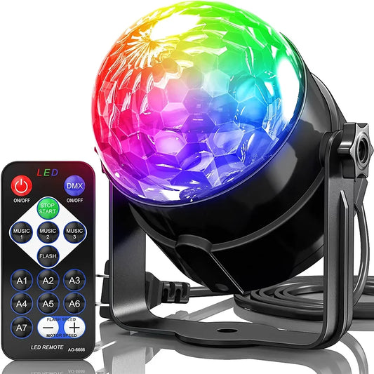 Strobe Light Sound Activated 7 Colors Stage with Remote Control Disco Ball Lamp